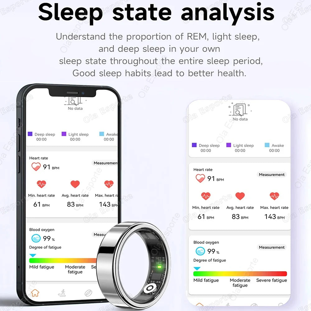 Smart Ring 2026 Men Women IP68 Waterproof Heart Rate Blood Pressure