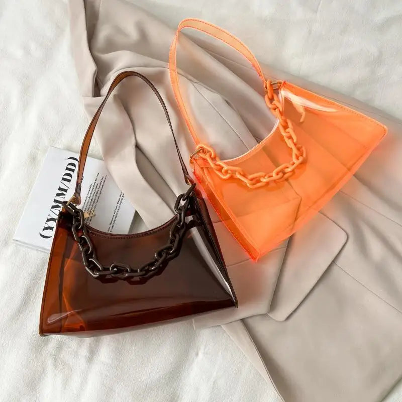 Clear Jelly Shoulder Bag – Y2K Transparent Underarm Purse