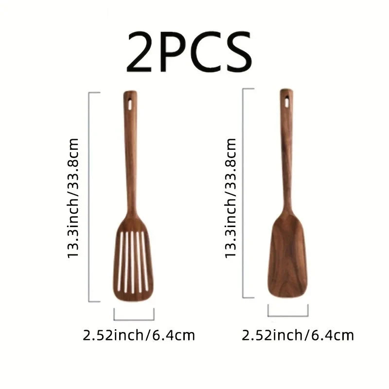 2-Piece Wooden Japanese Spatula Set – Non-Stick & Heat Resistant