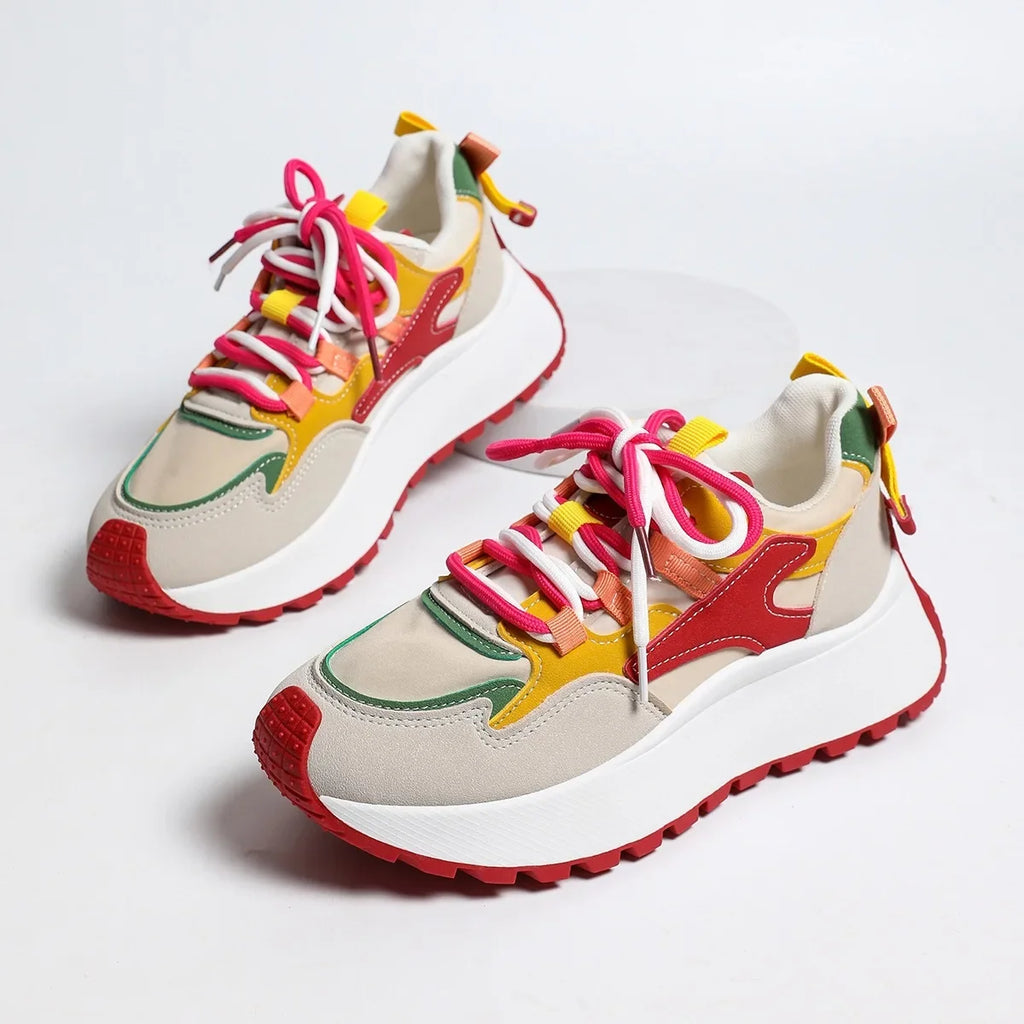 Women's Thick Sole Sneakers – Breathable Height Boost Casual Shoes