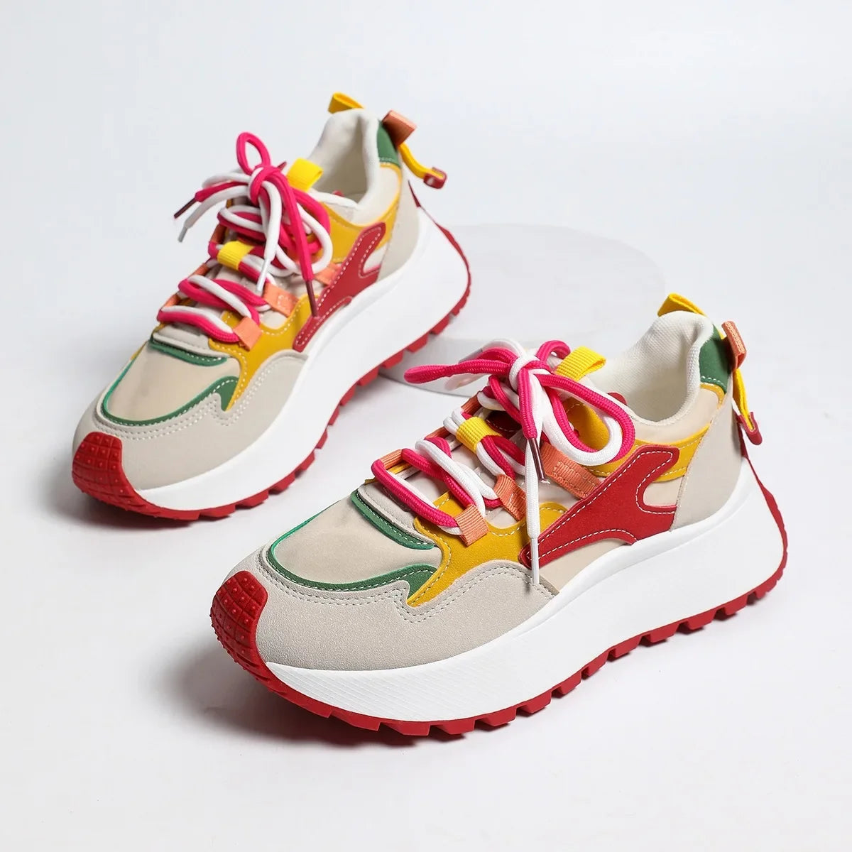 Women's Thick Sole Sneakers – Breathable Height Boost Casual Shoes