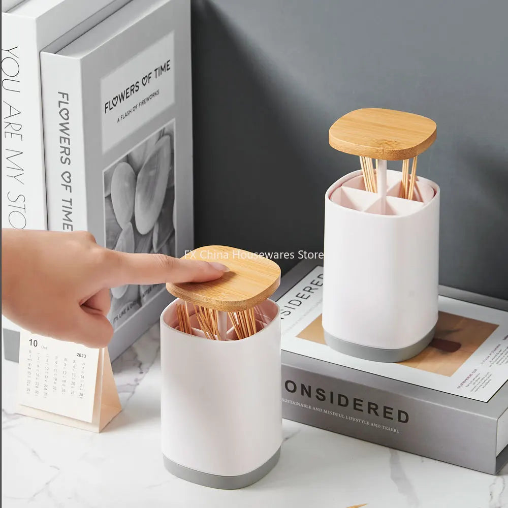 Household Creative Press-type Toothpick Box Large-capacity Grid Tube