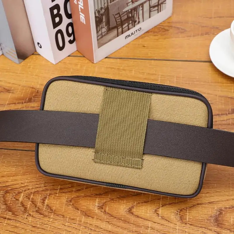 Men's Canvas Belt Phone Pouch – Double Layer Waist Bag