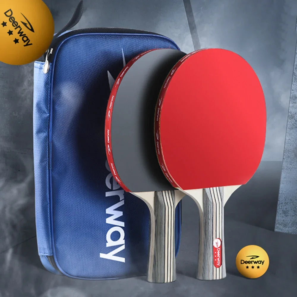 2-Pack Table Tennis Racket Set – 7-Ply Wood Ping Pong Paddles