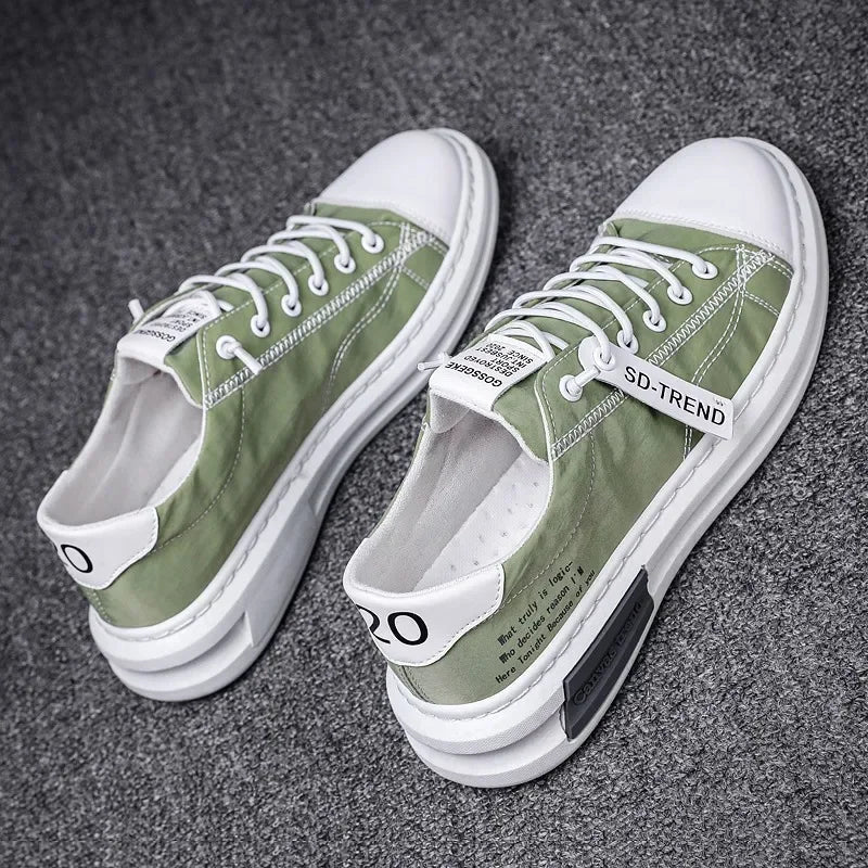 YBQJOO Men's Canvas Sneakers – Breathable Lace-Up Casual Shoes