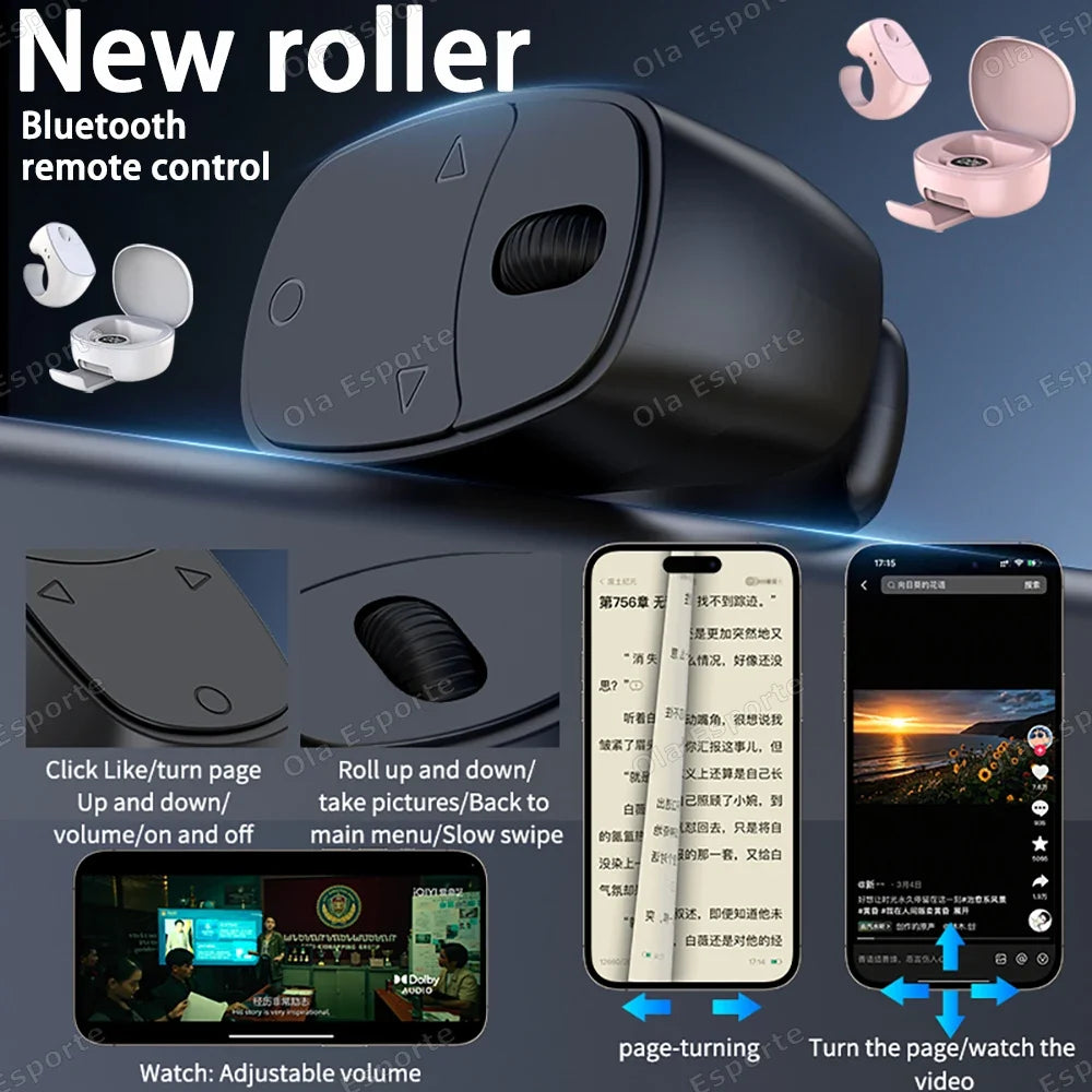 JX-12 Bluetooth Ring Remote – Selfie, Page Turner & Scroller