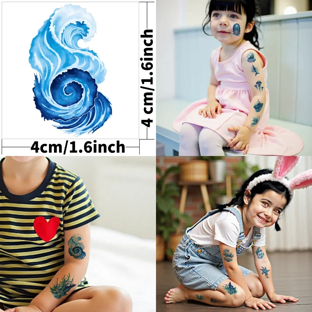 63-Piece Sea Creature Temporary Tattoos – Waterproof Stickers