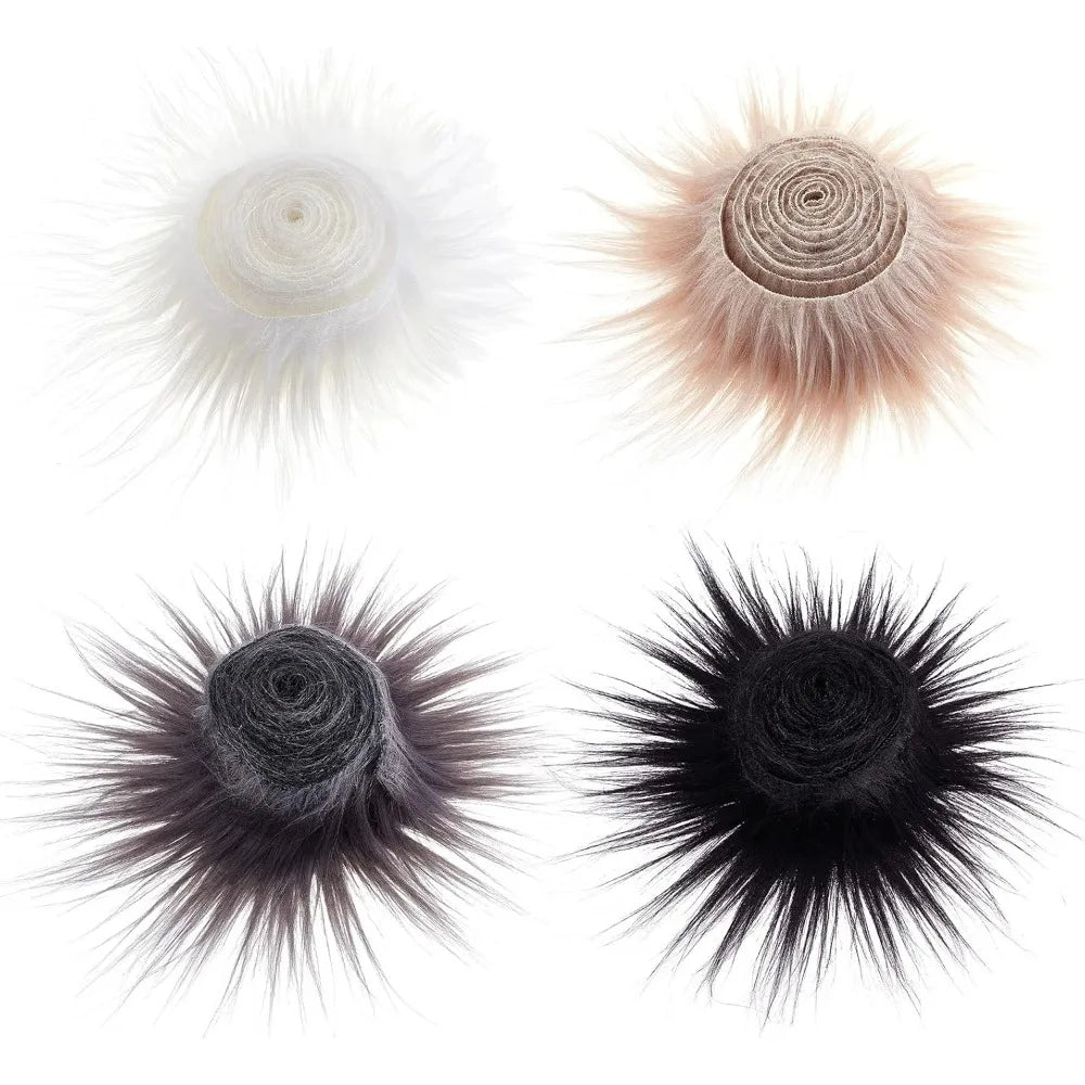 Faux Fur Fabric Strips – 4 Colors Shaggy Plush Craft Patches