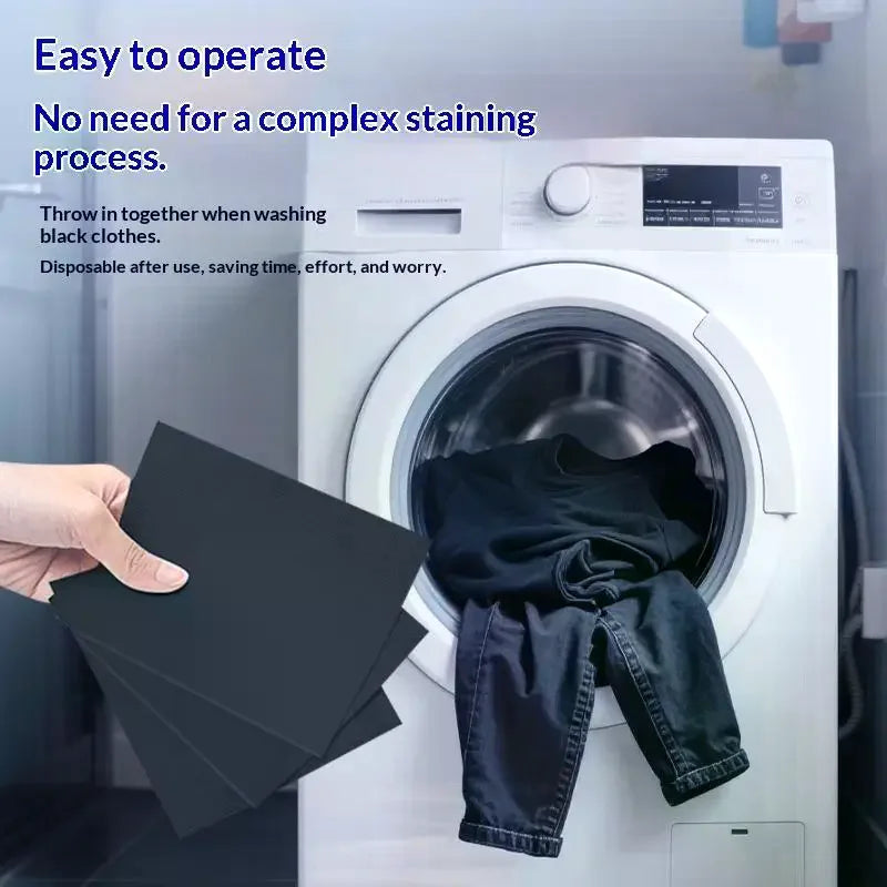 30-Pack Black Clothes Color Restorer Sheets | Laundry Tablets