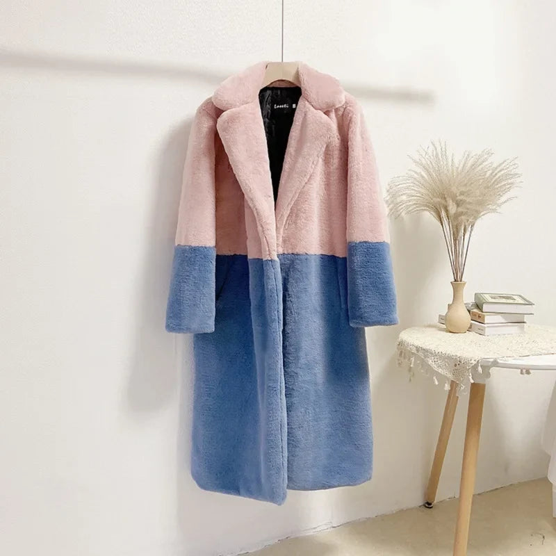 Women's Faux Fur Long Plush Coat – Plus Size S–5XL Winter