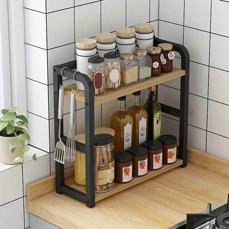 2-Tier Metal Countertop Shelf Space Saving Organizer Coffee Mugs