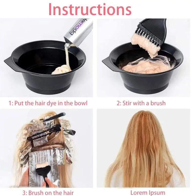 4-Piece Professional Hair Dye Kit – Bowl, Brush & Color Tools