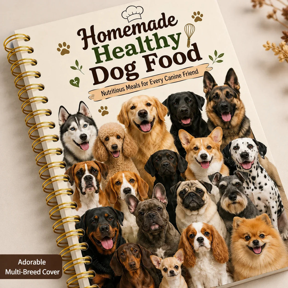 Homemade Dog Food Recipe Book A5 Spiral Notebook Multi Breed Feeding
