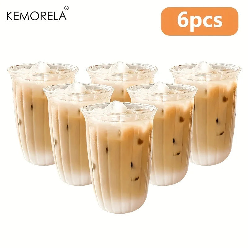 KEMORELA Vertical Stripe Glass Set – 4/6 Pc Cocktail Cups