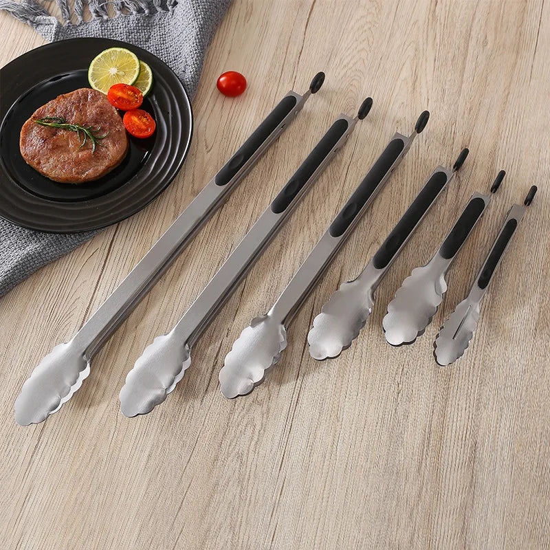 Stainless Steel BBQ Tongs – Anti-Scald Food Gripper 9 Inch