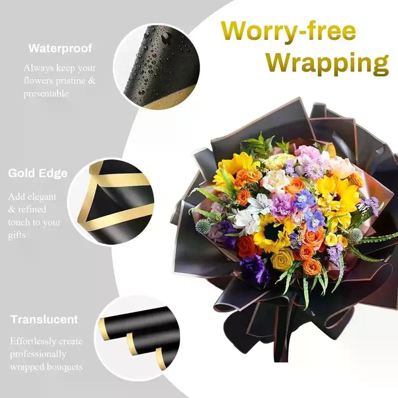 20 Sheets Gilt Edge Flower Wrapping Paper | Korean Style DIY