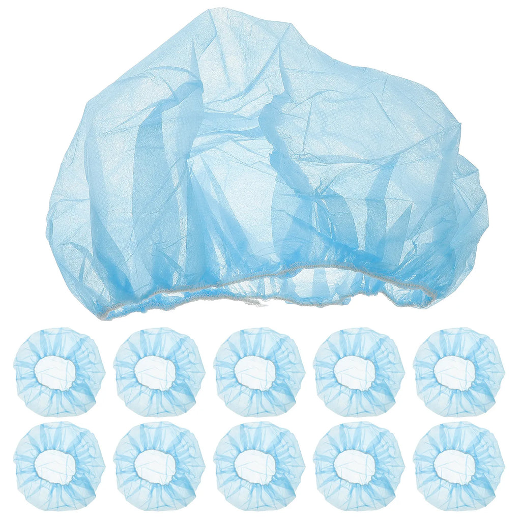 100-Pack Disposable Bouffant Caps – Elastic Non-Woven Work Hats