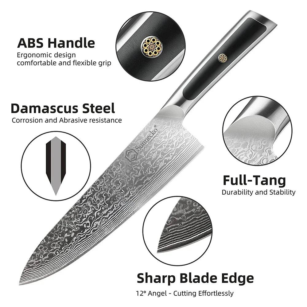 Sunnecko 8" VG10 Damascus Steel Chef's Knife – Gyuto Gyuto