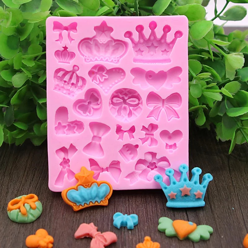 Crown Bowknot 3D Silicone Fondant Mold – Cake Candy Making
