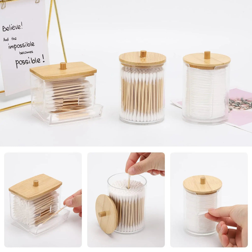 Cotton Swab Holder Dispenser Apothecary Jars Restroom Bathroom