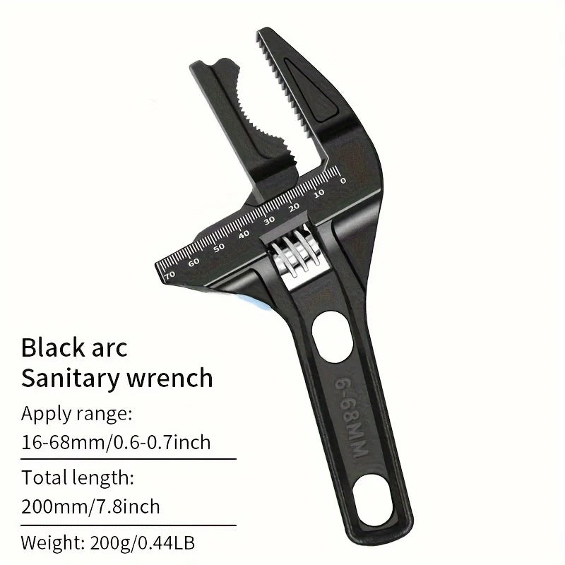 Black 16- Adjustable Bathroom Wrench Space-saving Multi-functional