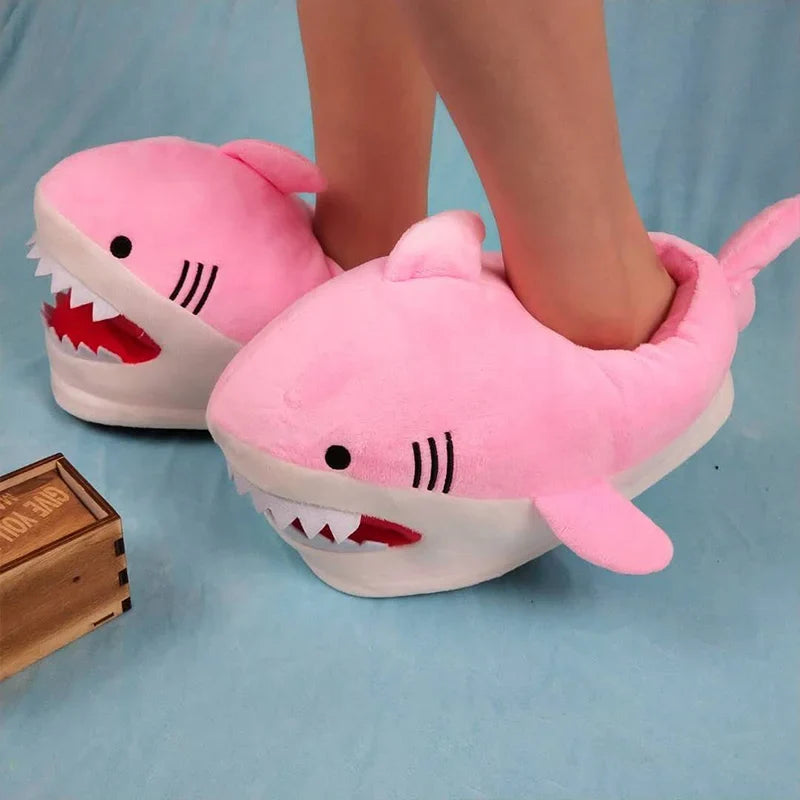 Shark Slippers for Women – Fluffy Faux Fur Indoor Slides