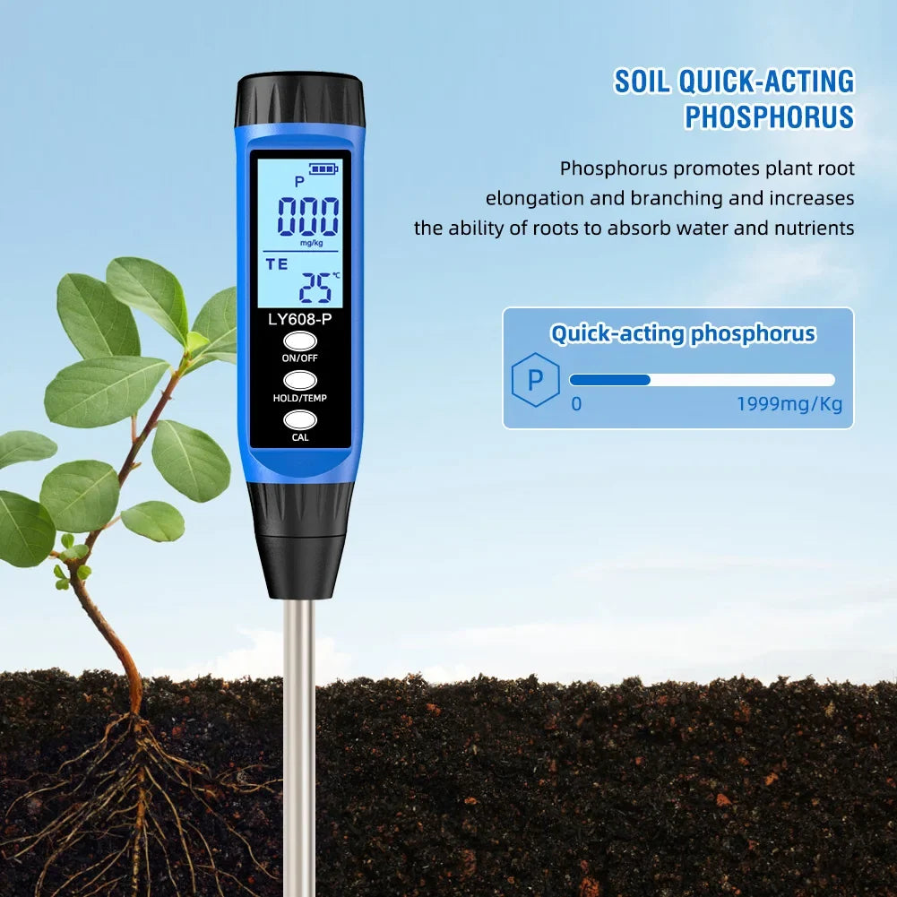 Soil Nutrient Tester Digital Phosphorus Meter Temperature Gardens