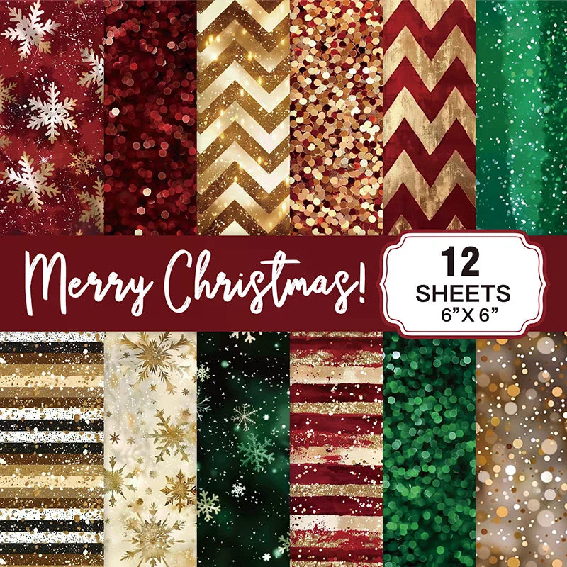 Christmas Scrapbook Paper Pad 6x6 | 12 Sheets 160gsm Acid-Free