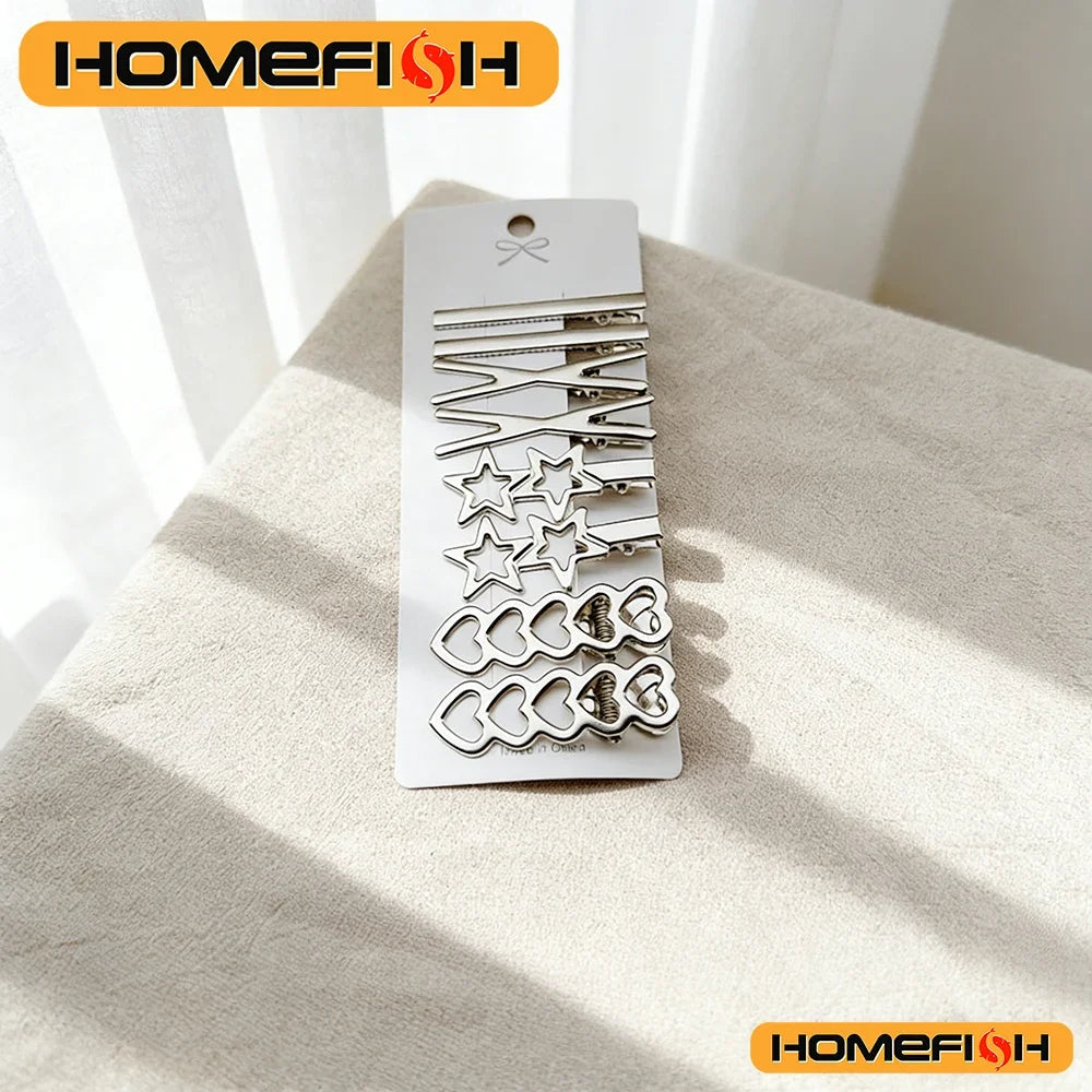 Sliver Metal Hair Clips Women Girls Duckbill Hairpin Personality