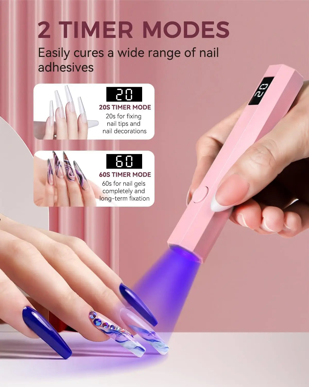 Portable UV LED Nail Lamp 3W – Gel Polish Curing, 2 Timers