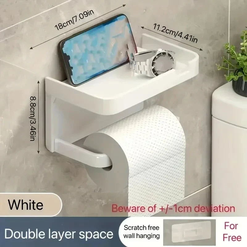 No-Drill Wall-Mounted Toilet Paper Holder | Bathroom Organizer