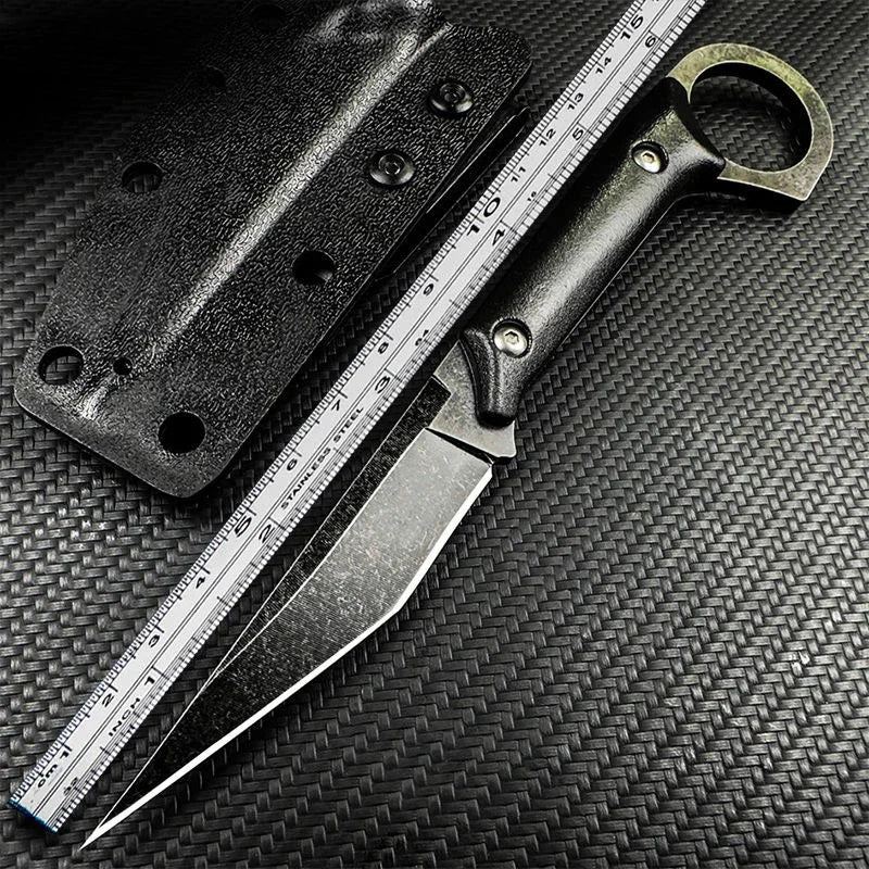 YRIDEFE EDC Fixed Blade Straight Knife with Sheath