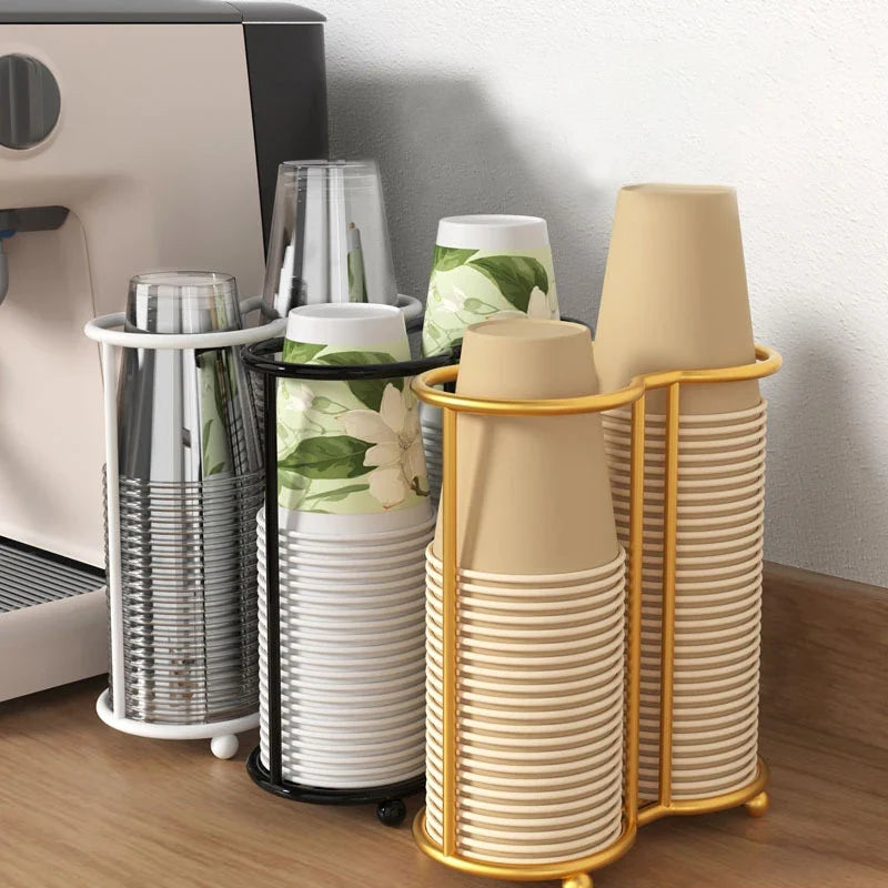 Desktop Paper Cup Holder – Iron Dispenser & Storage Rack