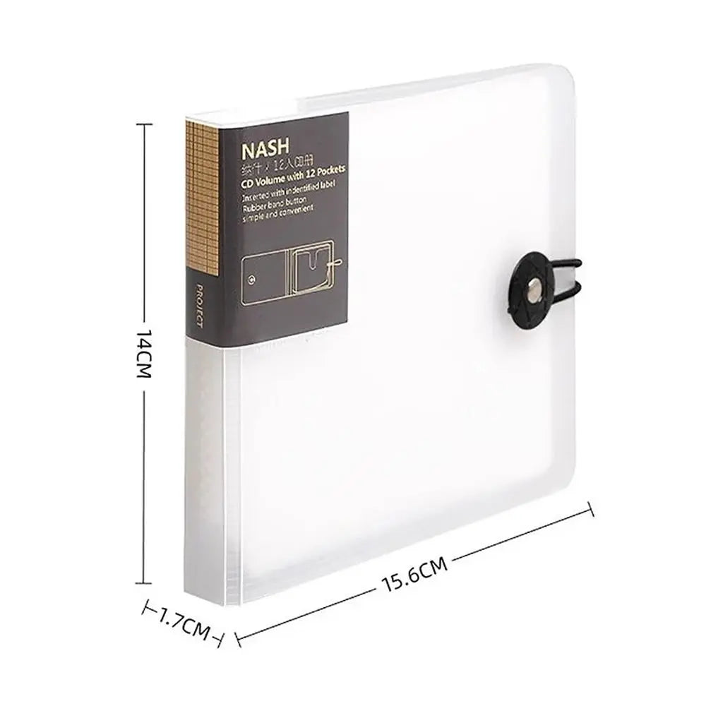 Portable Transparent CD Storage Case – 12 Disc DVD Wallet