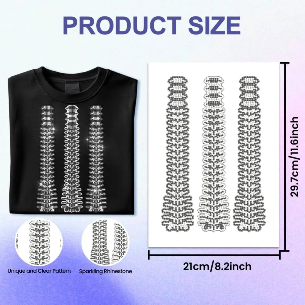 Glass Rhinestone Iron-On Appliqué Spine Pattern Sheet 29.7x21cm