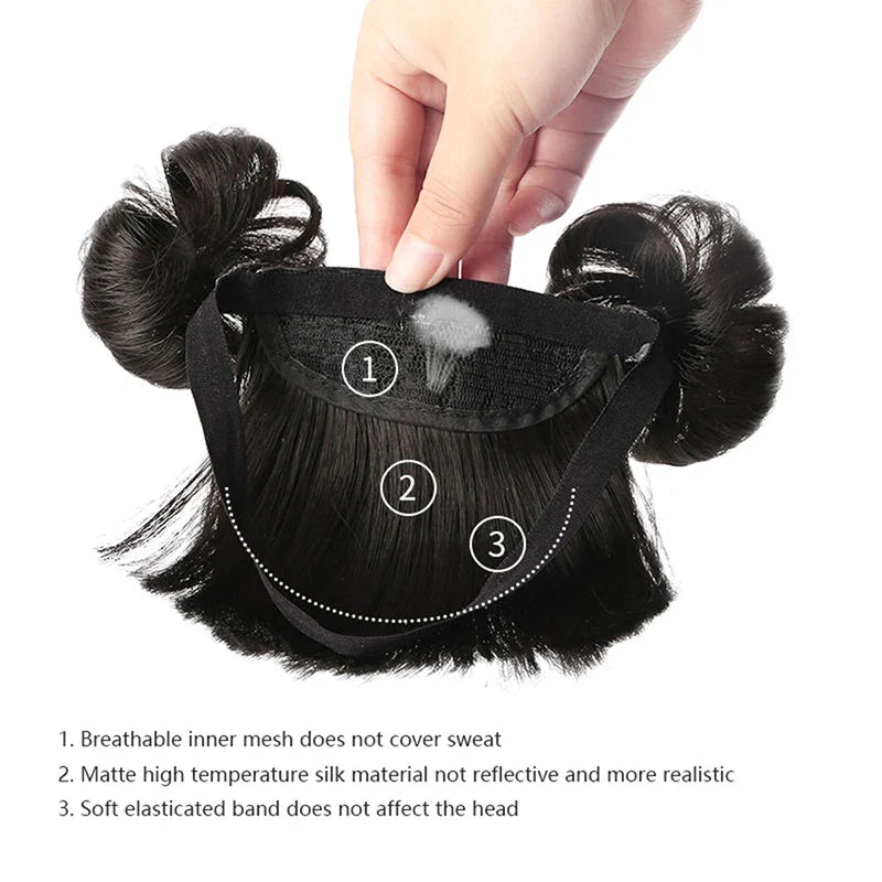 Kids Braided Wig Headband – Fake Bangs Hair Accessory for Girls
