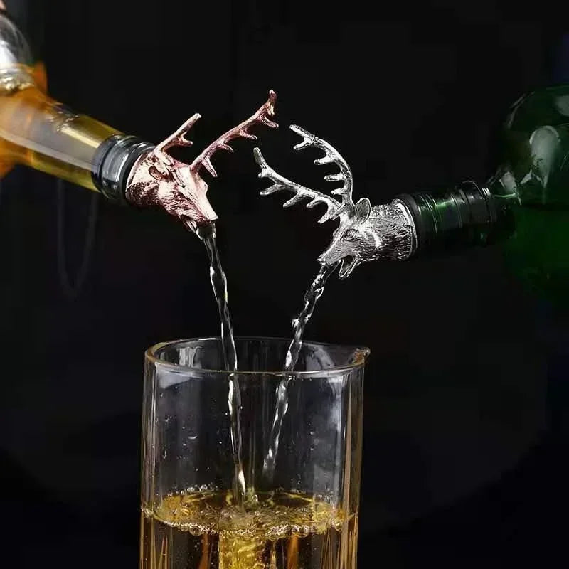 Deer Head Wine Bottle Pourer – Zinc Alloy Spout Stopper