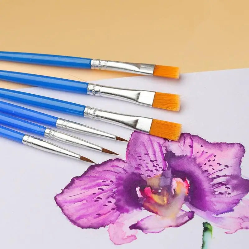 Nylon Painting Brushes Set – Round & Flat for Oil Acrylic Watercolor