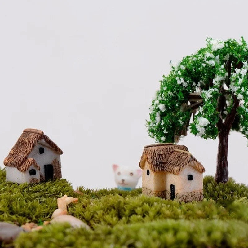 4-Piece Miniature Fairy Garden Figurines – Resin House Statues