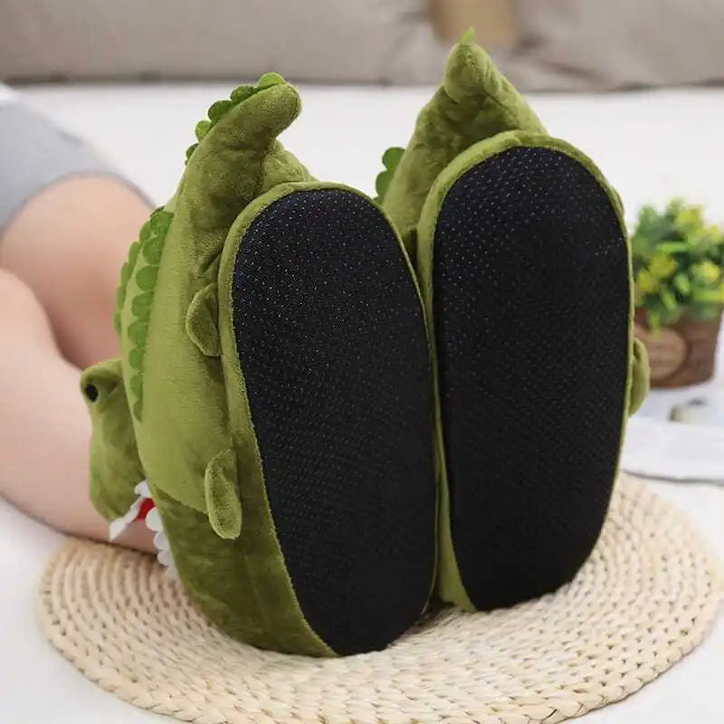 Women's Fuzzy Crocodile Plush Slippers | Slip-On Loafers Sz 5–10