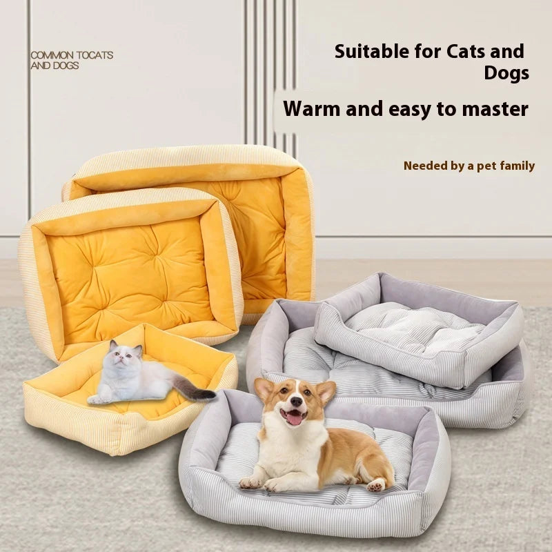 Simple Striped Pet House Suitable All Seasons Crystal Fleece Cat