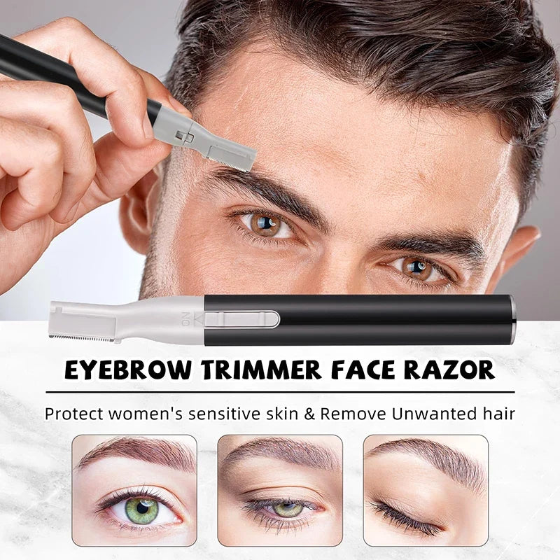 Electric Eyebrow Trimmer Mini Shaver Hair Remover Facial Neck Blur