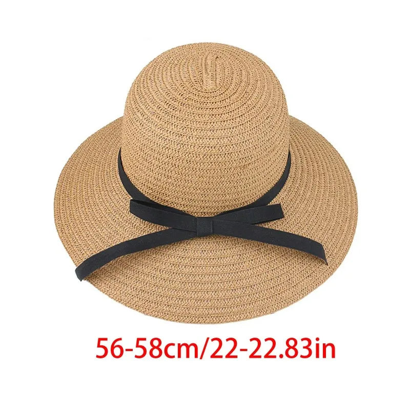 Women's UPF 50+ Wide Brim Foldable Straw Beach Hat