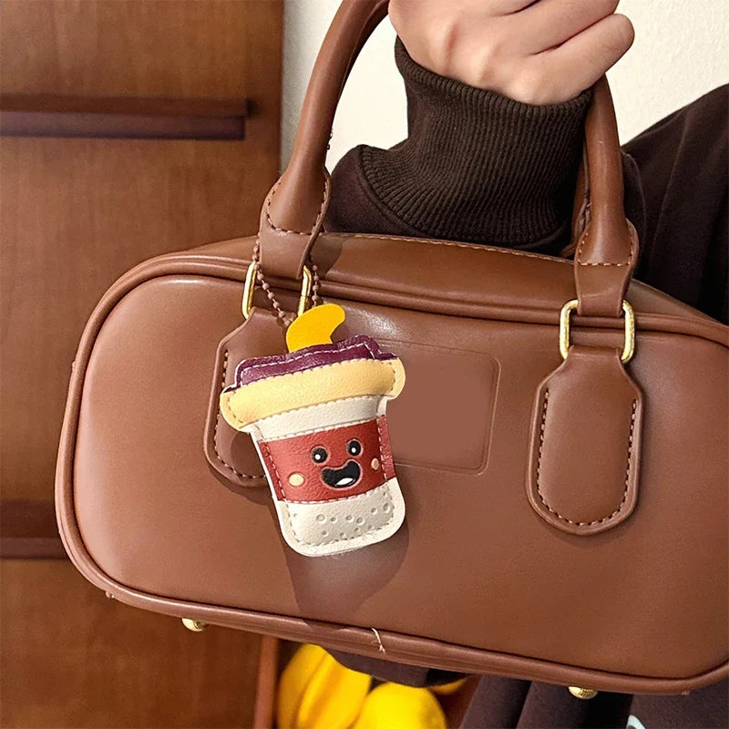 Cute Food Doll PU Leather Keychain Bag Charm Pendant