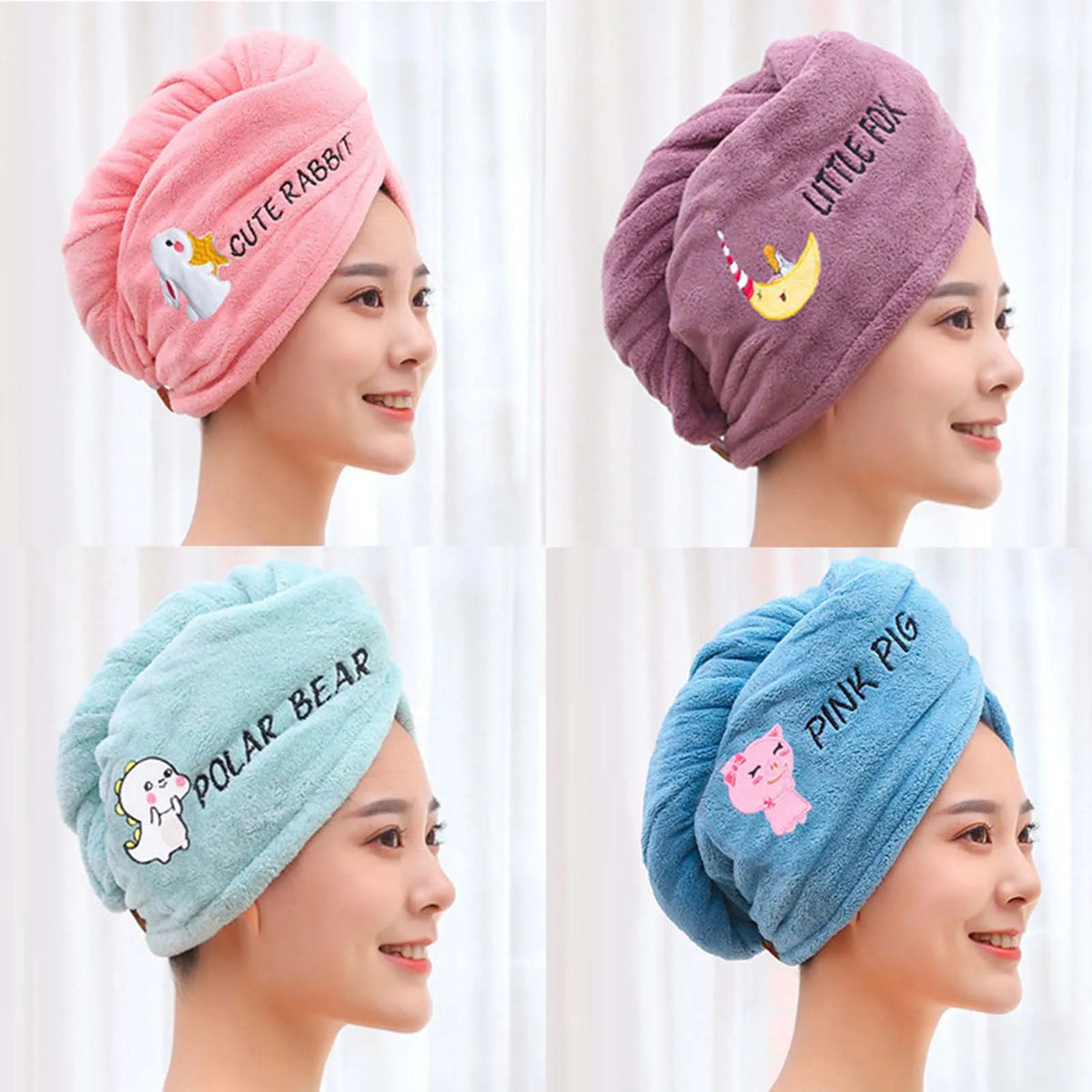 Coral Fleece Hair Towel Cap – Soft Quick Dry Bath Wrap