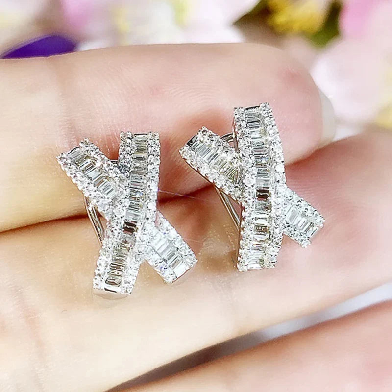 Huitan CZ X Cross Stud Earrings – Full Pave Cubic Zirconia