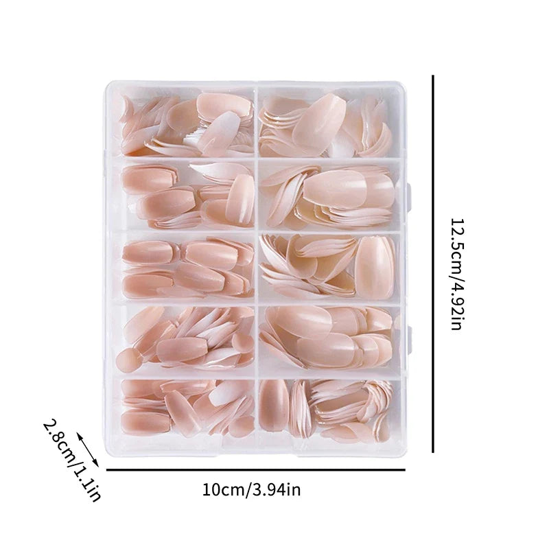120/240/360Pcs Pink French Press On Nails | Almond False Tips