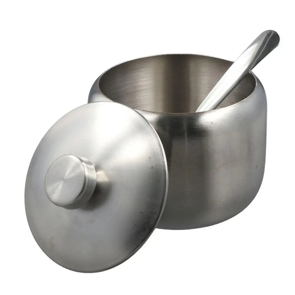 Stainless Steel Sugar Bowl with Lid & Spoon | Gold & Silver