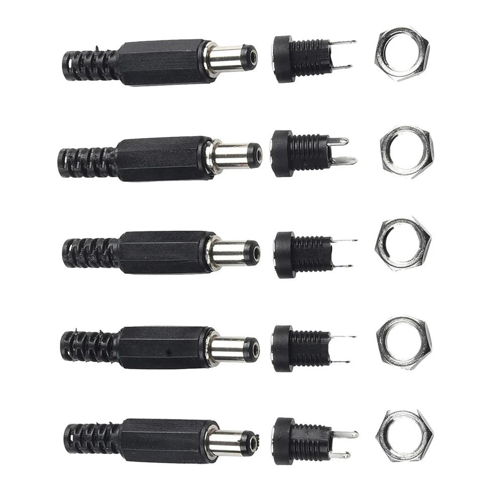 5 Pair 12V Male Female Socket Panel Mount DC Power Connector 5x2