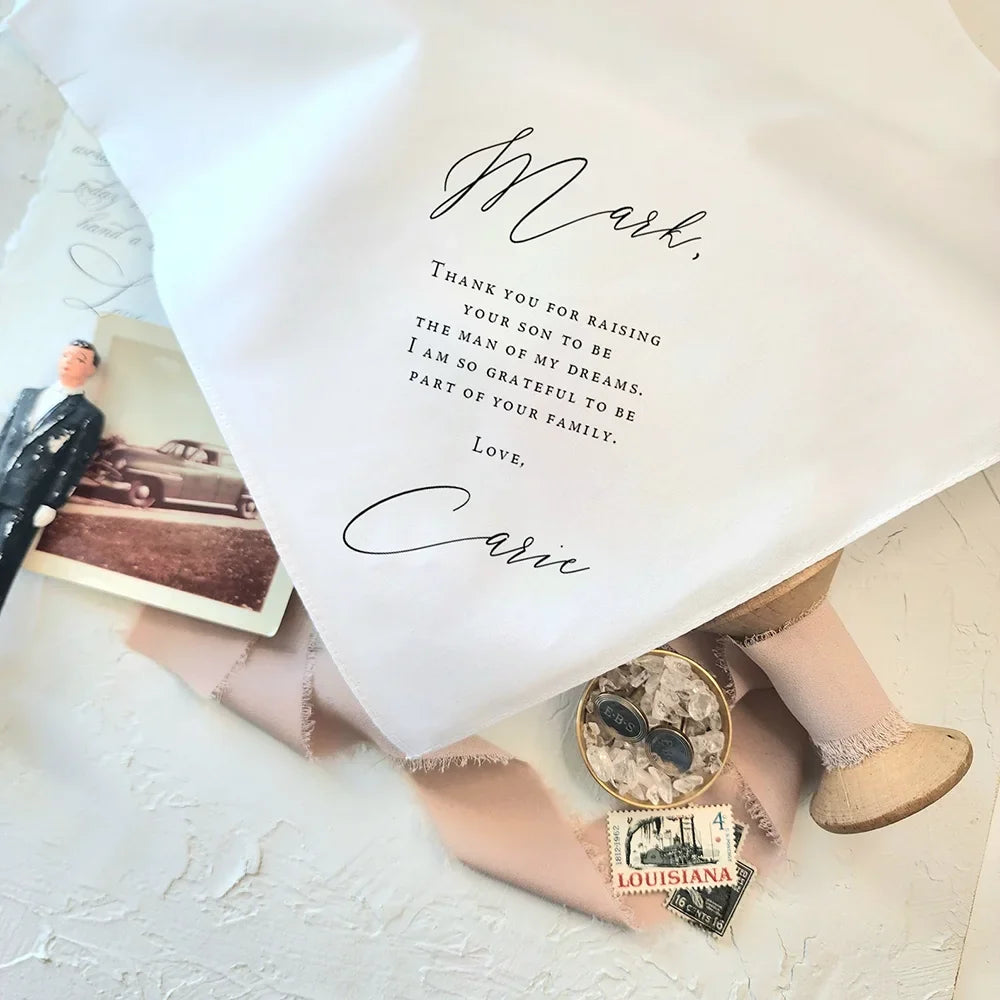 Personalized Father of Groom Handkerchief | Bride Wedding Gift
